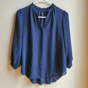 LOFT Outlet Royal Blue Ruffled Blouse Size XXS Petite